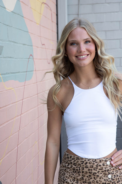  Shiloh Round Hem Racer Cami, White