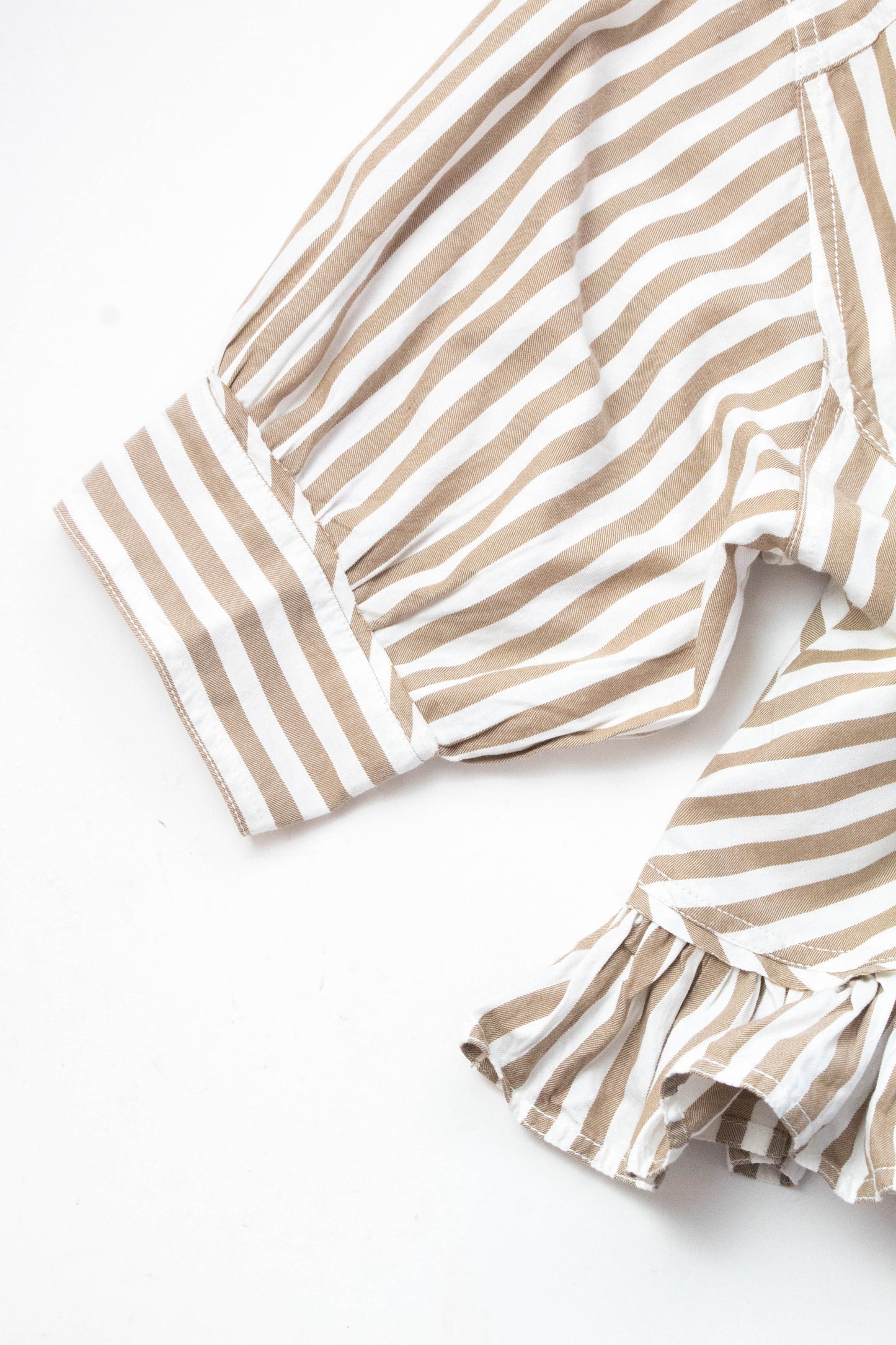  Bailey Stripe Ruffle Hem Shirt, Neutral Combo | Free People