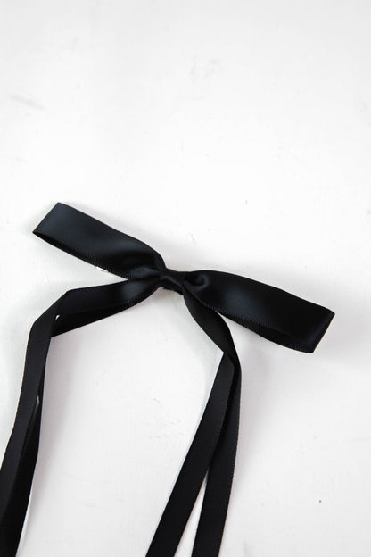  Vivi Long Bow Hair Clip, Black