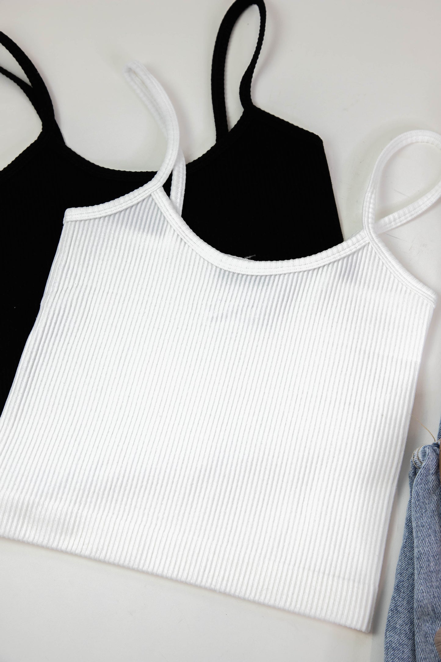  Adelaide Ribbed Crop Cami, White