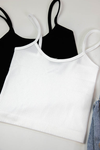  Adelaide Ribbed Crop Cami, White
