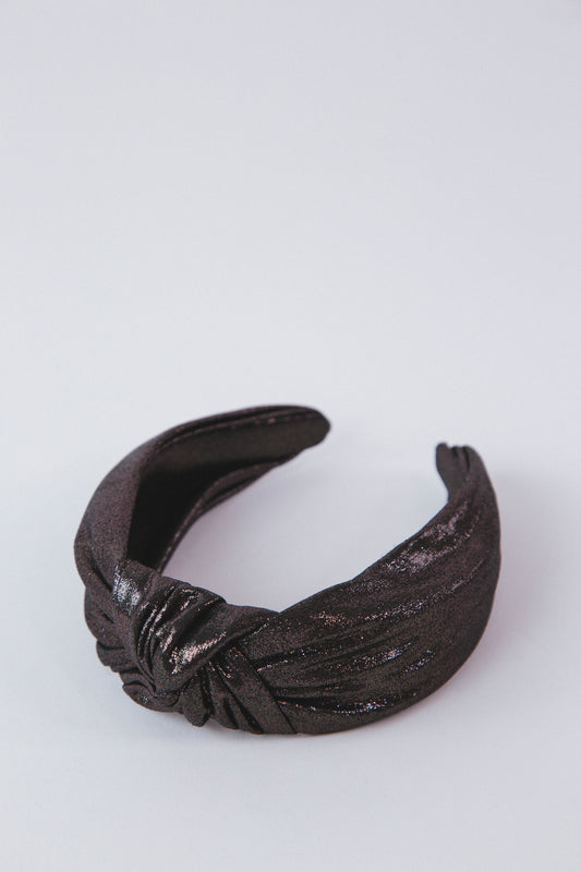  Shimmer Knotted Headband, Black