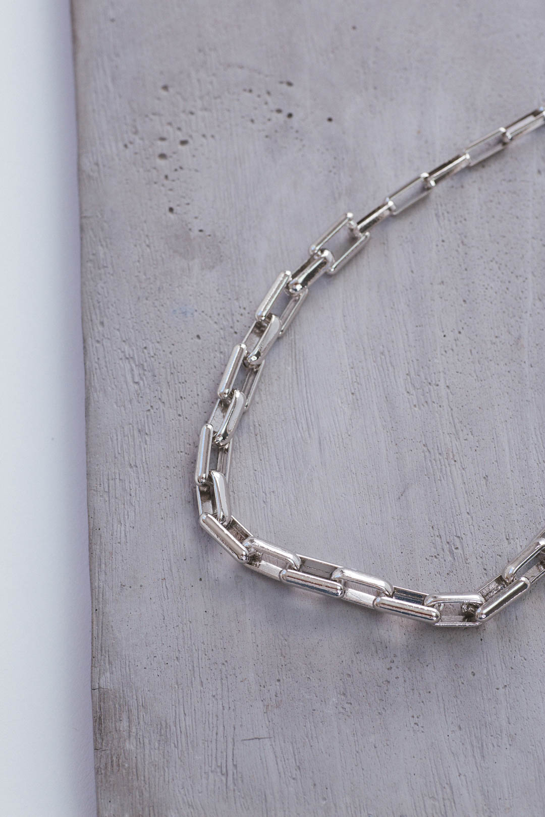  Rhodium Link Necklace, Silver