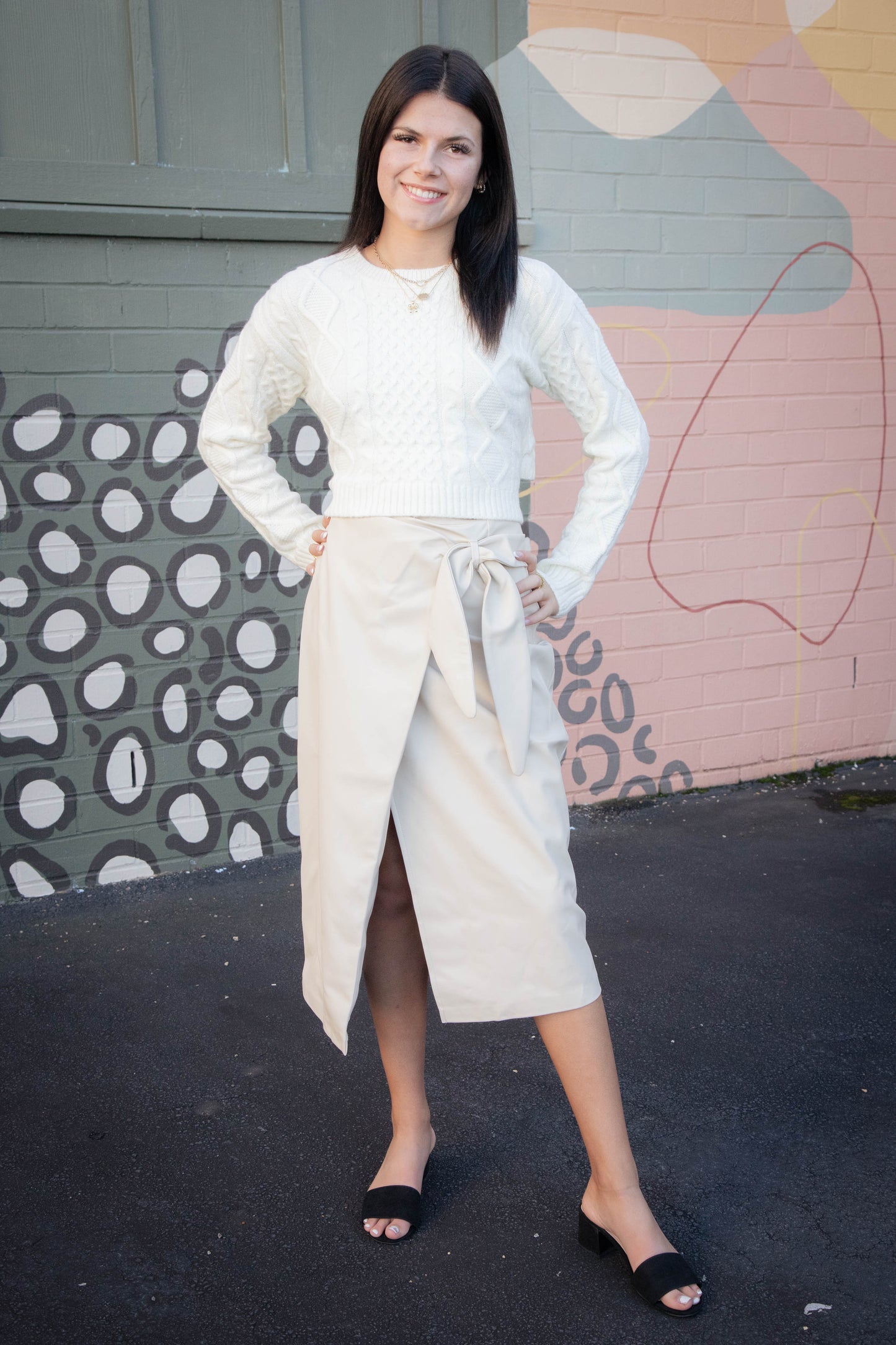 Kessie Cable Knit Sweater, Whisper White | Steve Madden