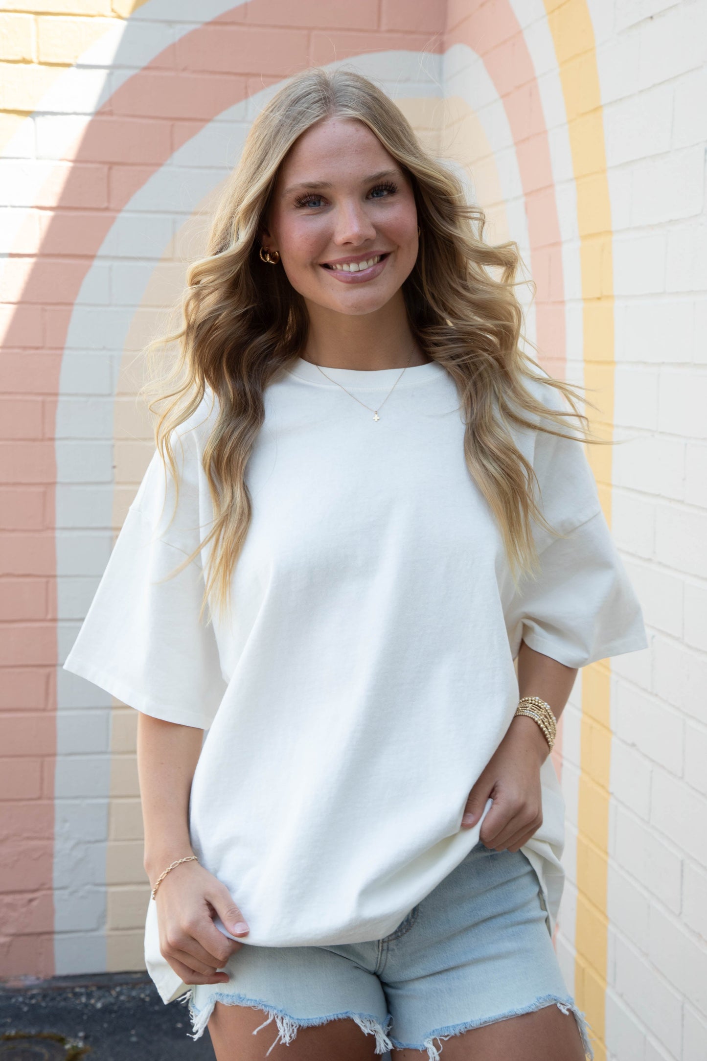  Jayla Oversized Knit Tee, Off White