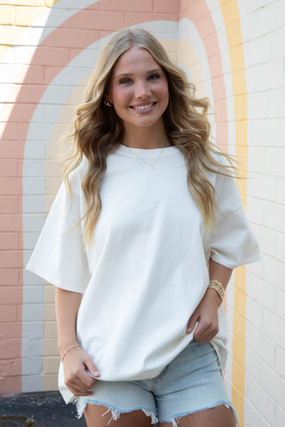  Jayla Oversized Knit Tee, Off White