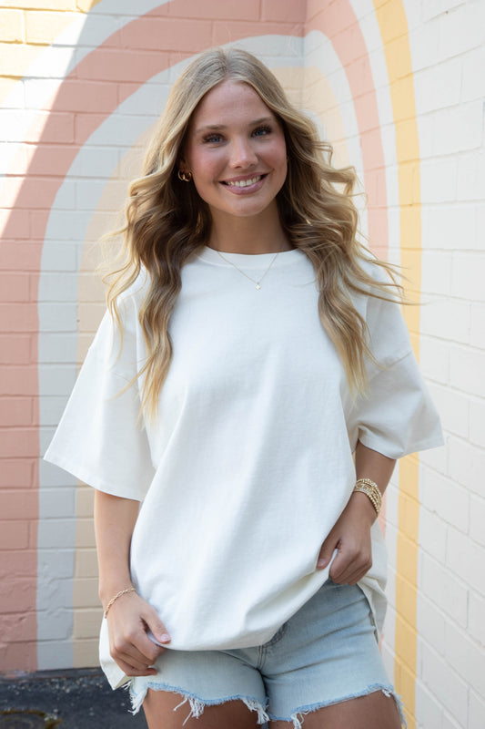  Jayla Oversized Knit Tee, Off White