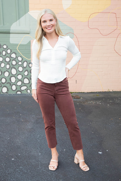  Evelyn Textured Top, Chalk | Sanctuary