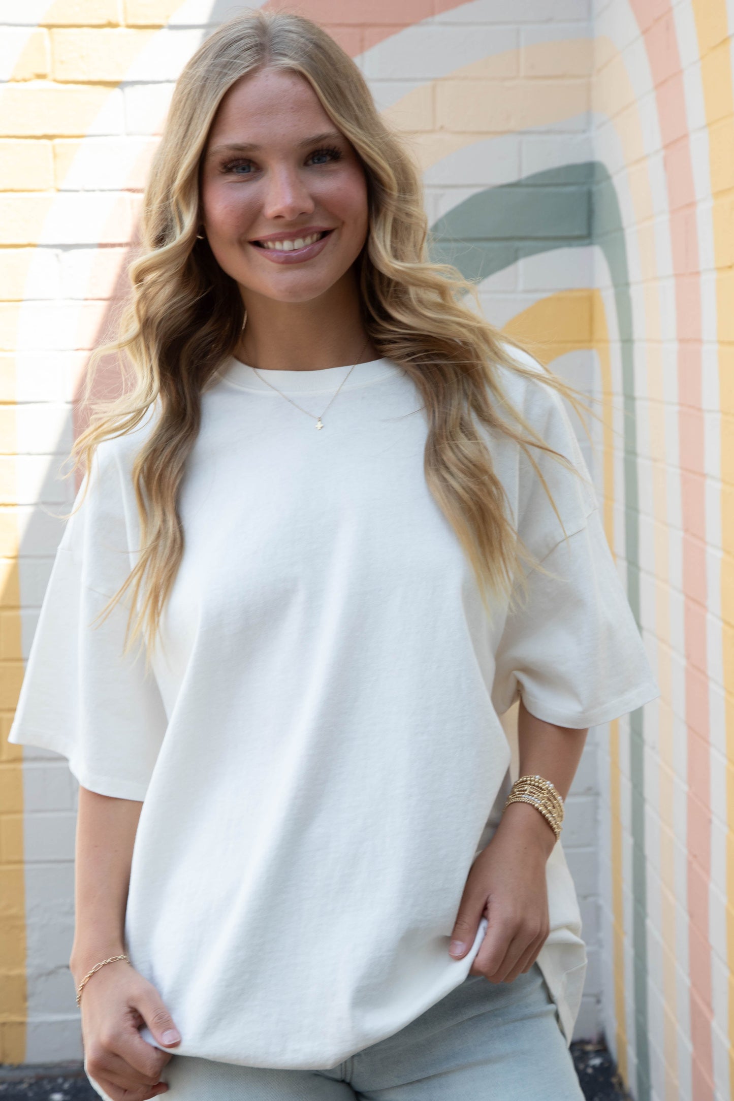  Jayla Oversized Knit Tee, Off White