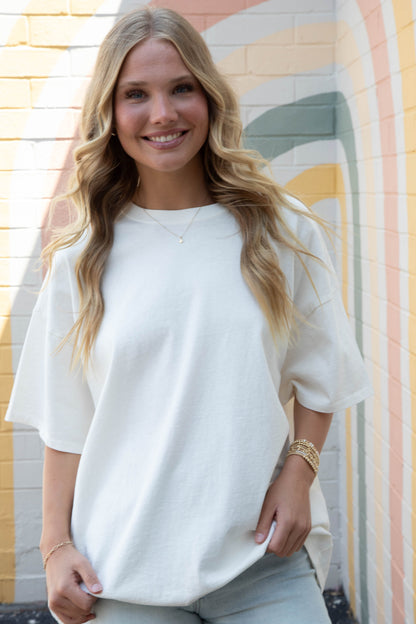  Jayla Oversized Knit Tee, Off White