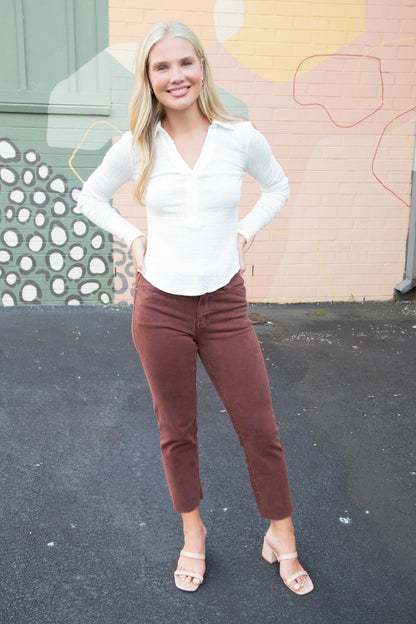  Evelyn Textured Top, Chalk | Sanctuary