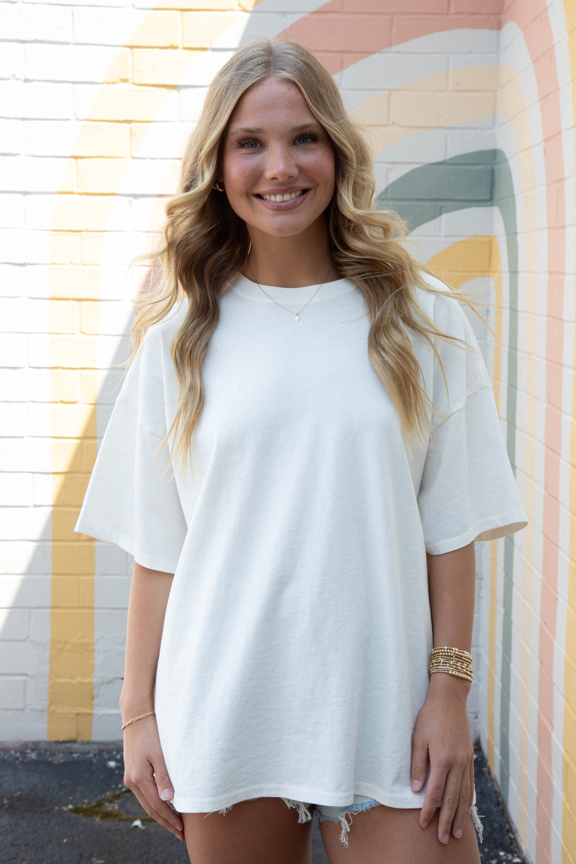  Jayla Oversized Knit Tee, Off White