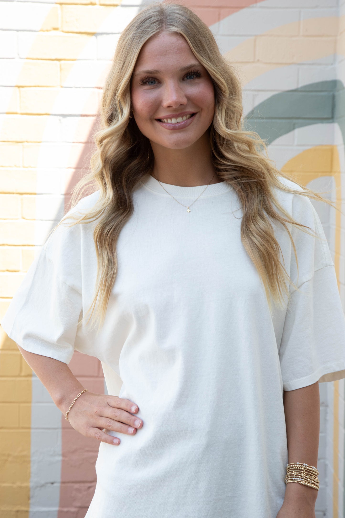  Jayla Oversized Knit Tee, Off White