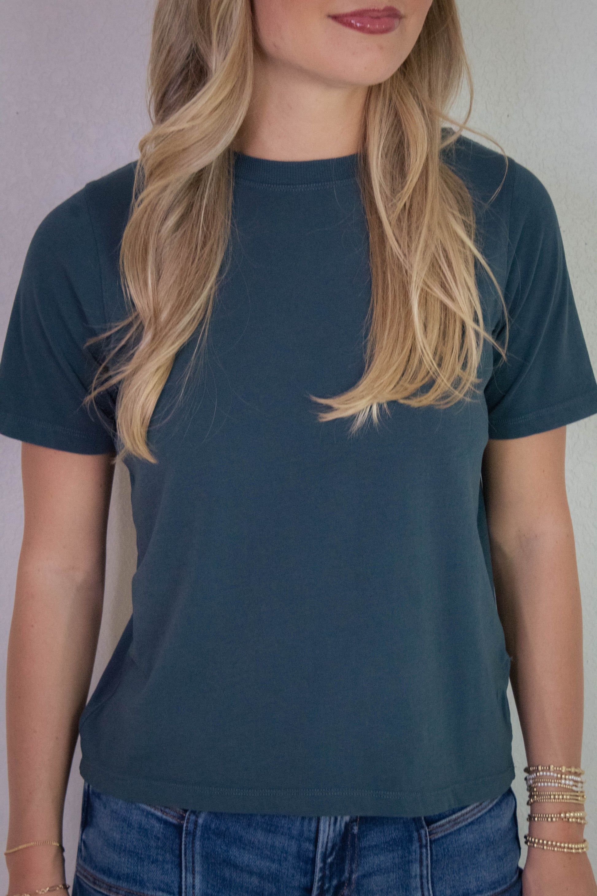  Adalynn Classic Boxy Fit Tee, Midnight Navy