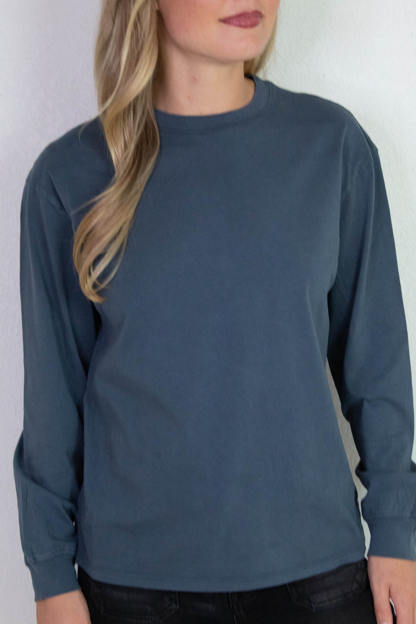  Raine Round Neck Garment Dye Tee, Ink Navy