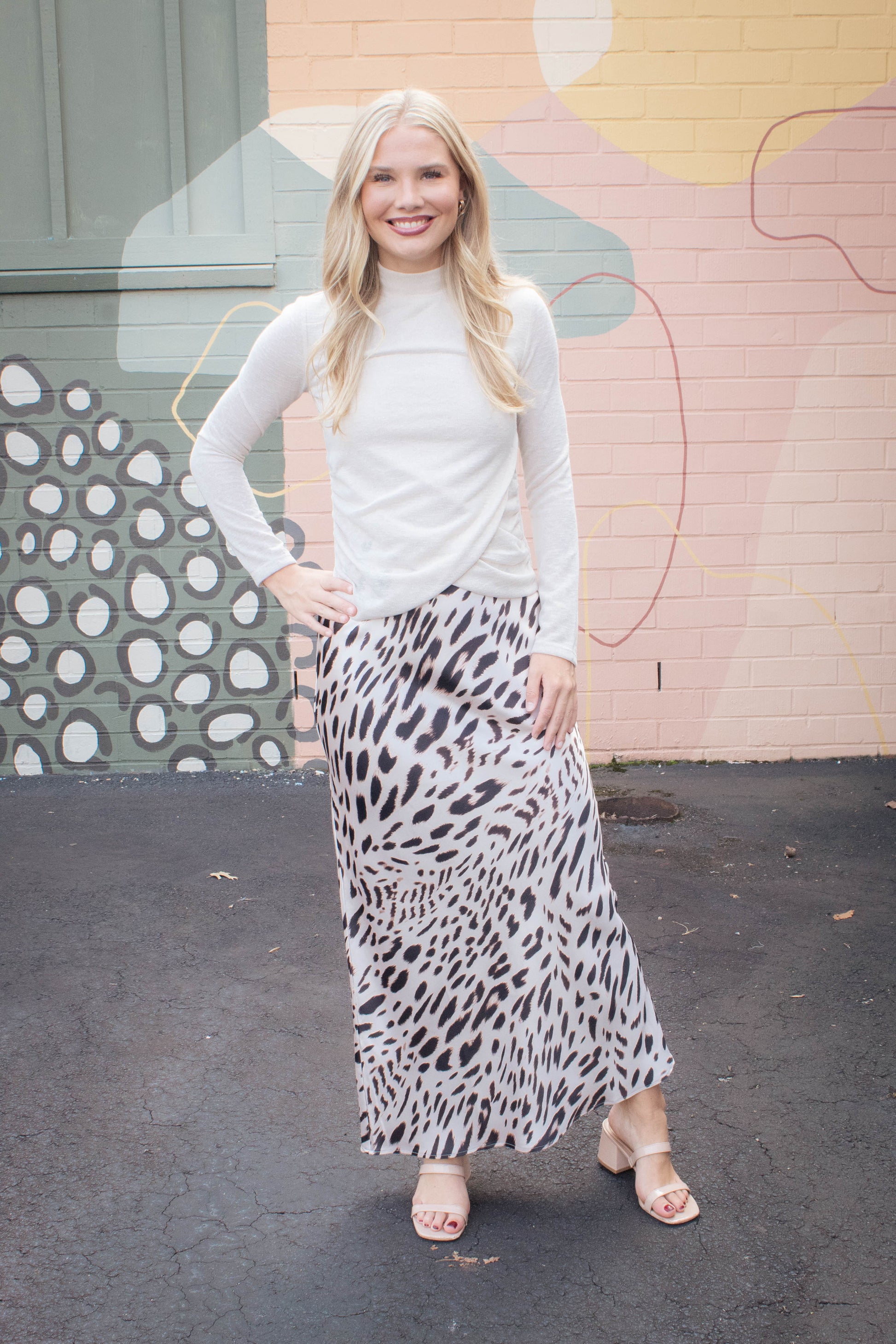  Draped Mock Neck Top, Mother Of Pearl | Sanctuary