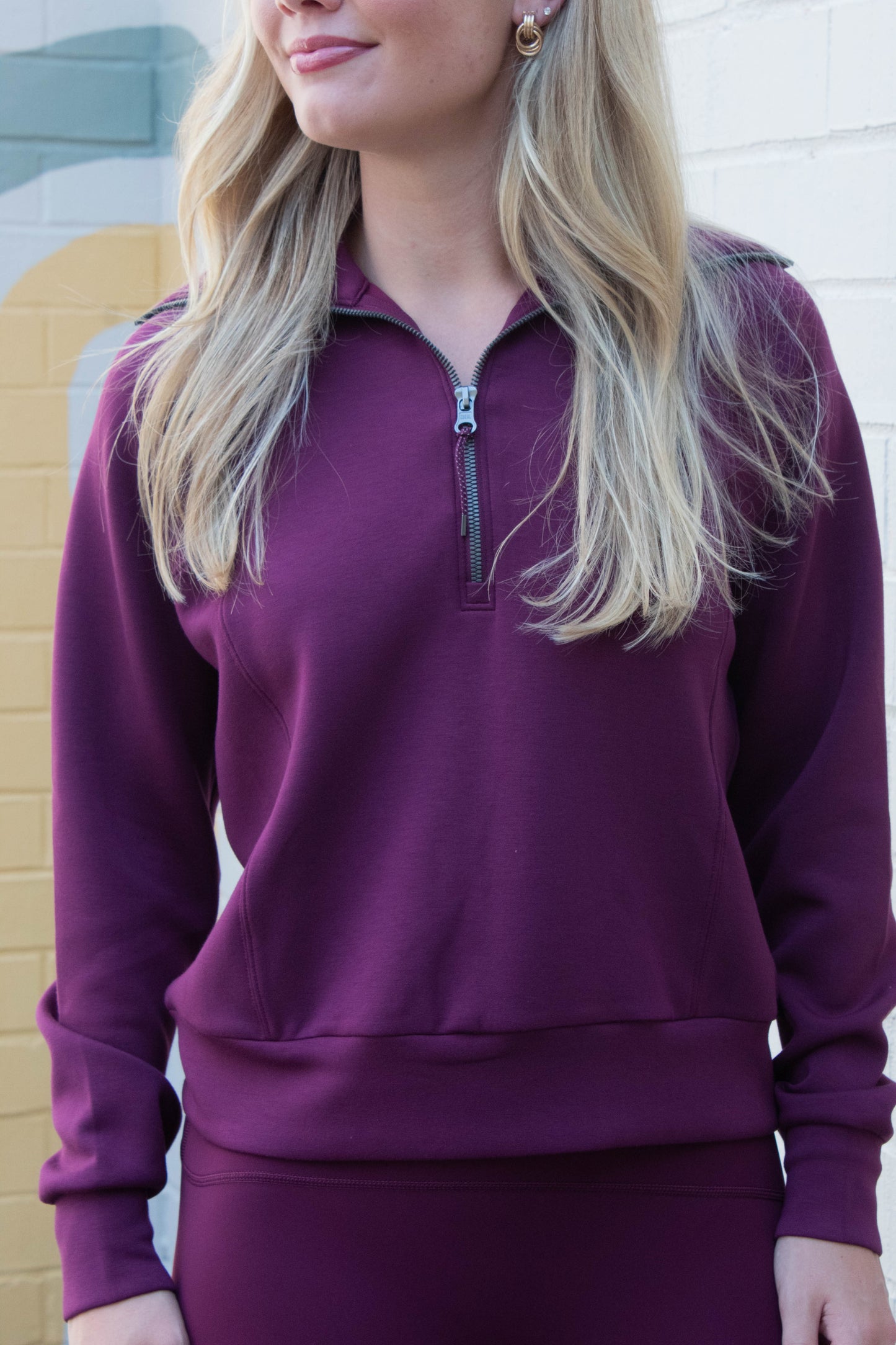  Airessentials Half Zip Sweatshirt, Plum Berry | SPANX
