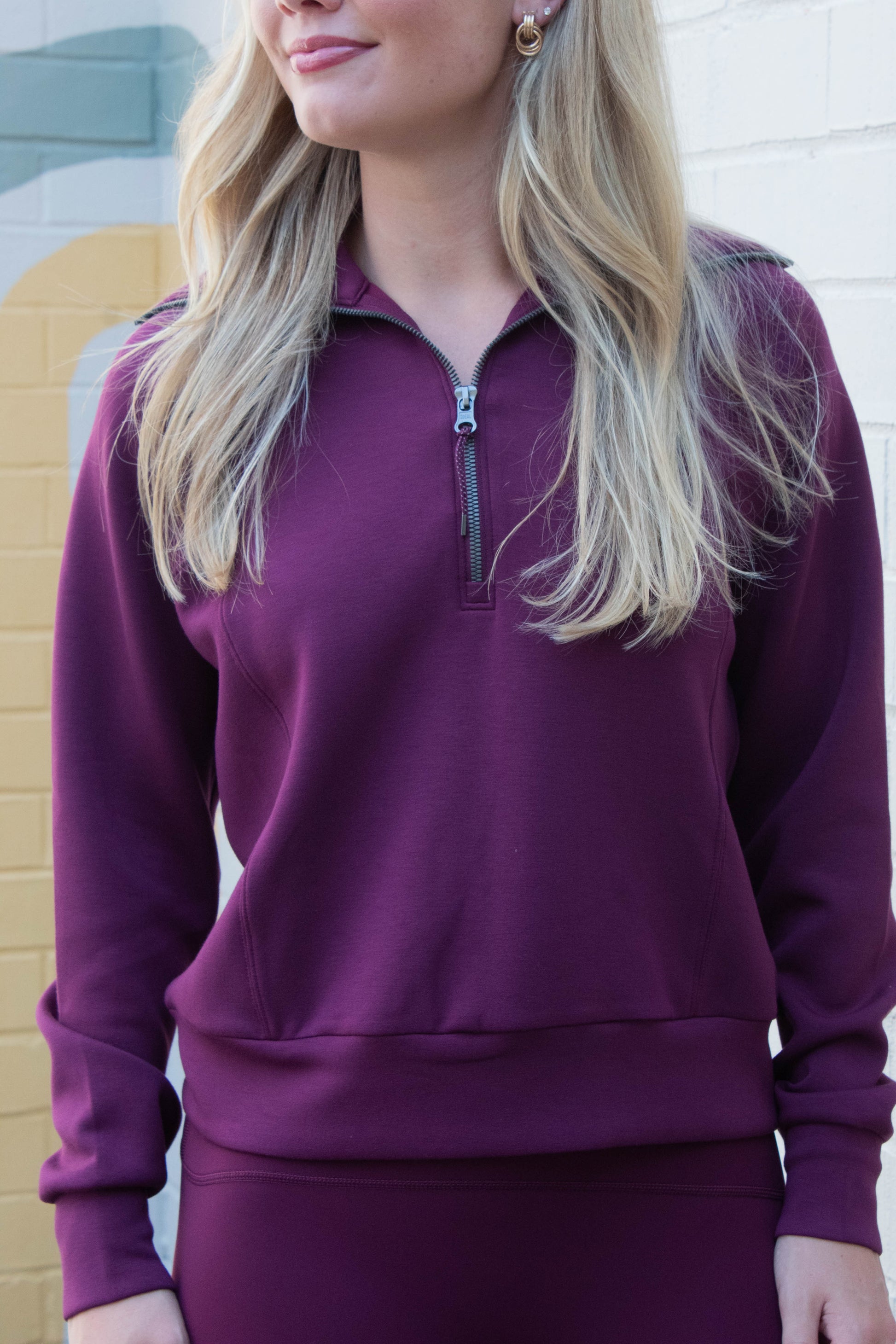  Airessentials Half Zip Sweatshirt, Plum Berry | SPANX