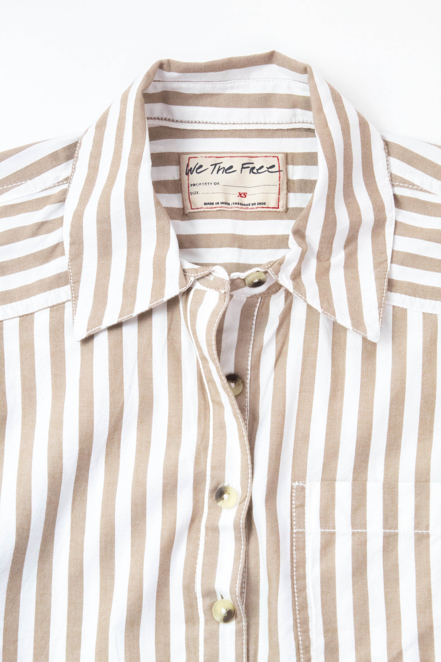  Bailey Stripe Ruffle Hem Shirt, Neutral Combo | Free People