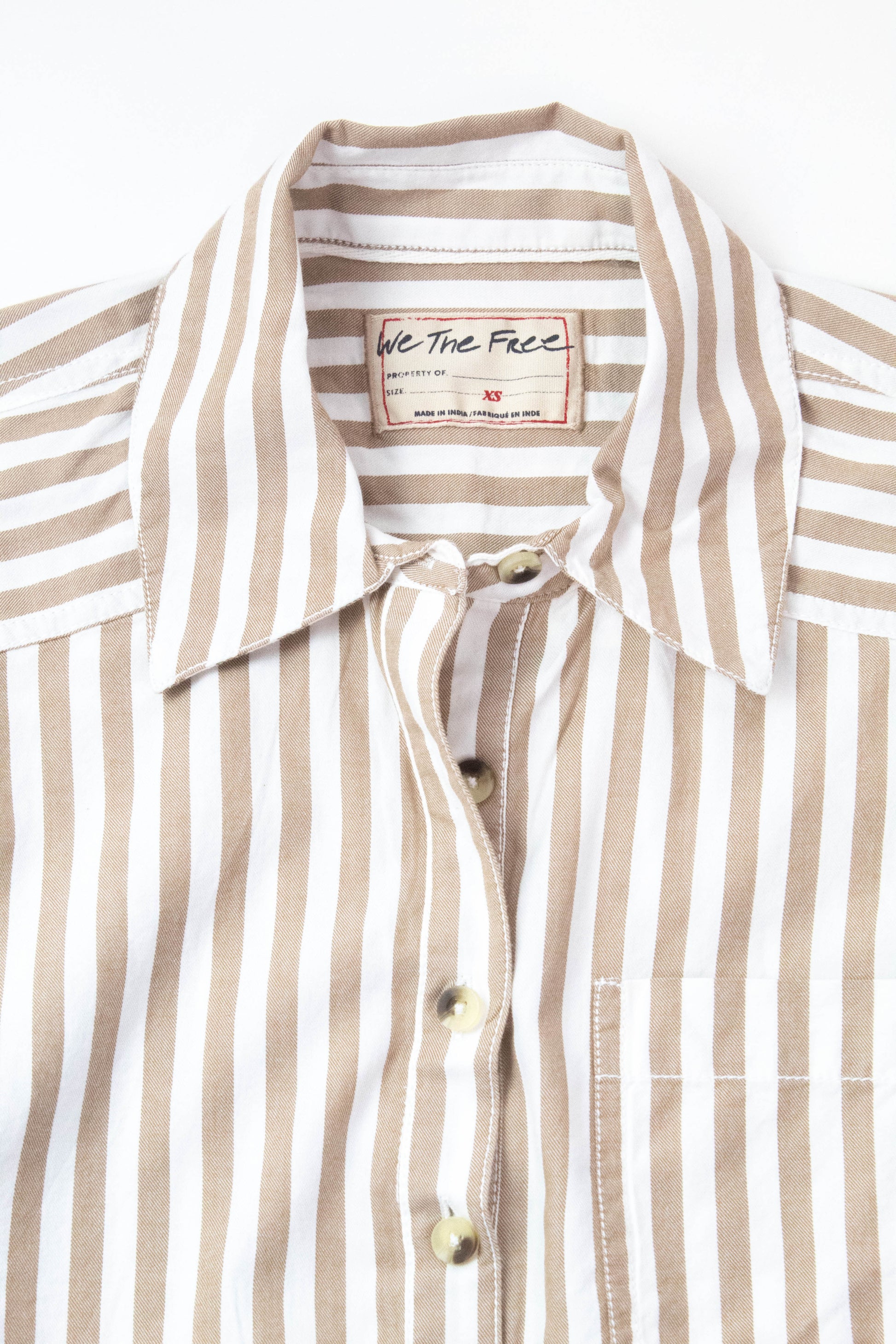  Bailey Stripe Ruffle Hem Shirt, Neutral Combo | Free People