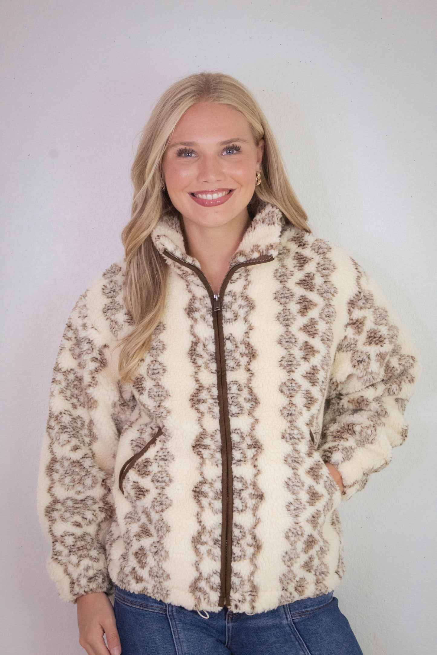 Whistler Sherpa Zip Front Jacket, Brown | RD Style