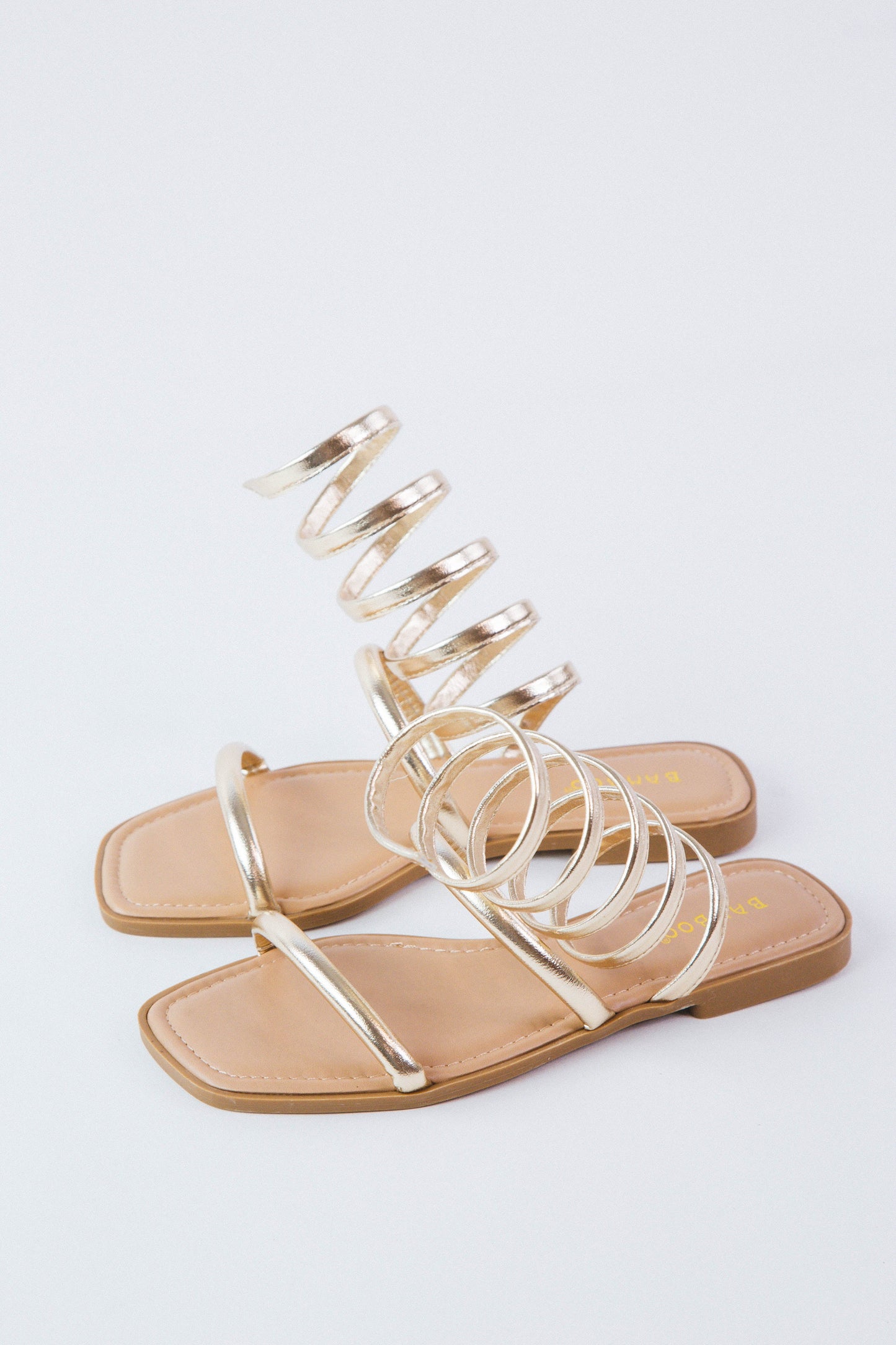  Hint Coil Ankle Wrap Sandal, Gold Metallic