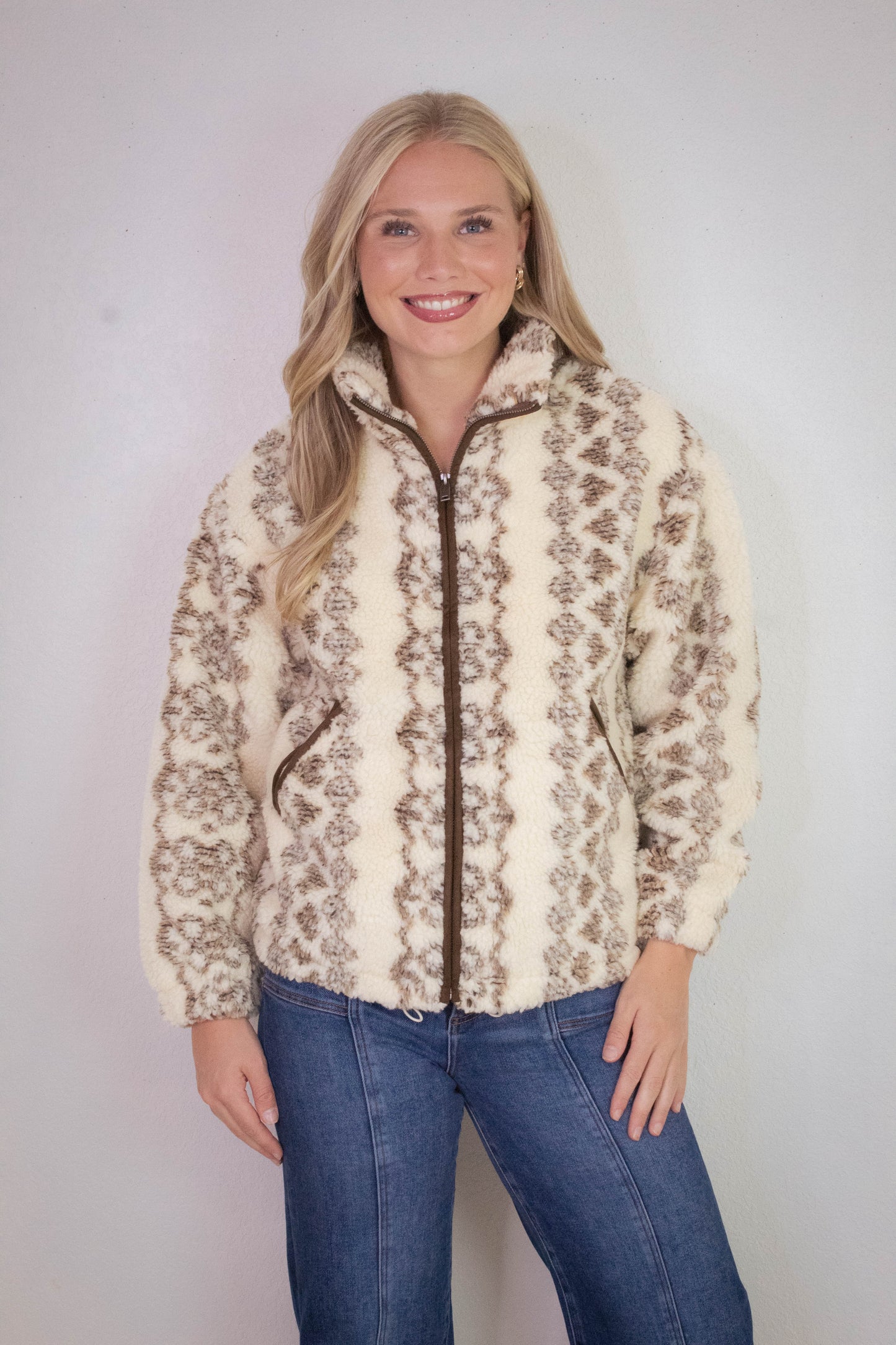  Whistler Sherpa Zip Front Jacket, Brown | RD Style