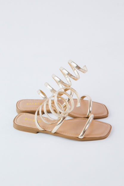  Hint Coil Ankle Wrap Sandal, Gold Metallic