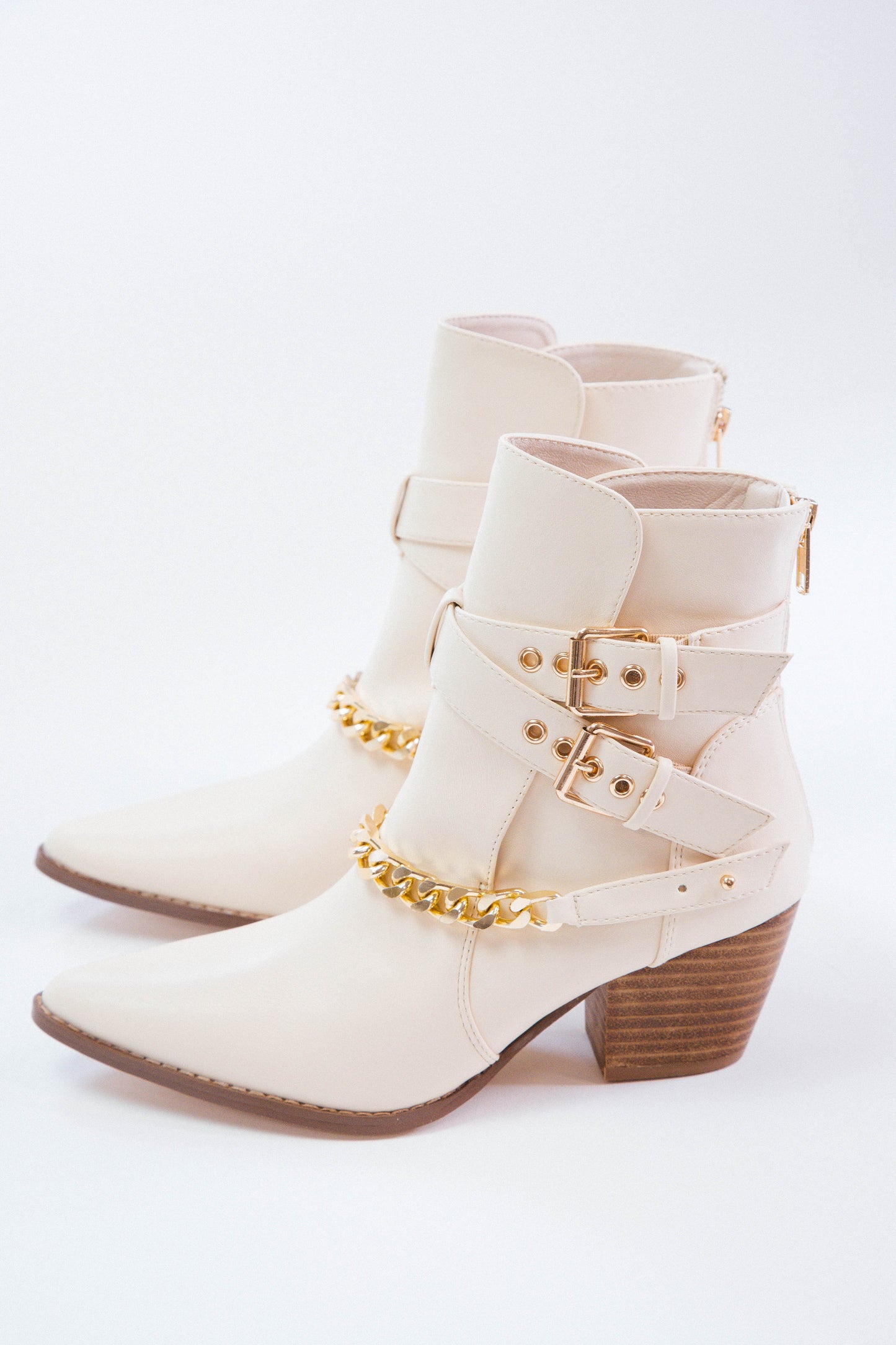  Jill Buckled Chain Boot, Ivory | Coconuts By Matisse