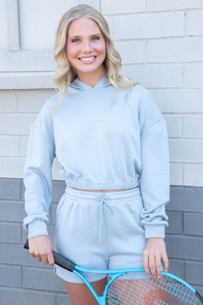  Adalynn Elastic Waist Shorts, Blue Stone