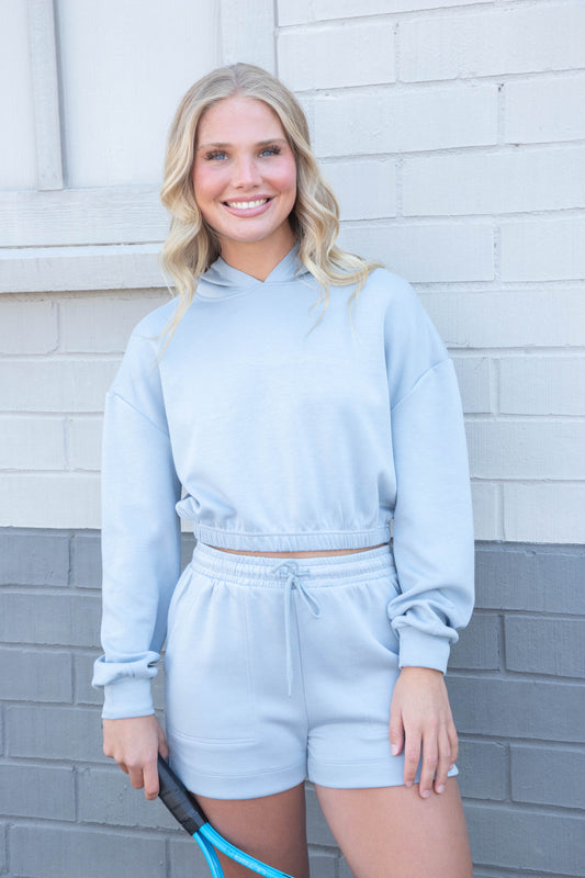  Adalynn Elastic Waist Shorts, Blue Stone