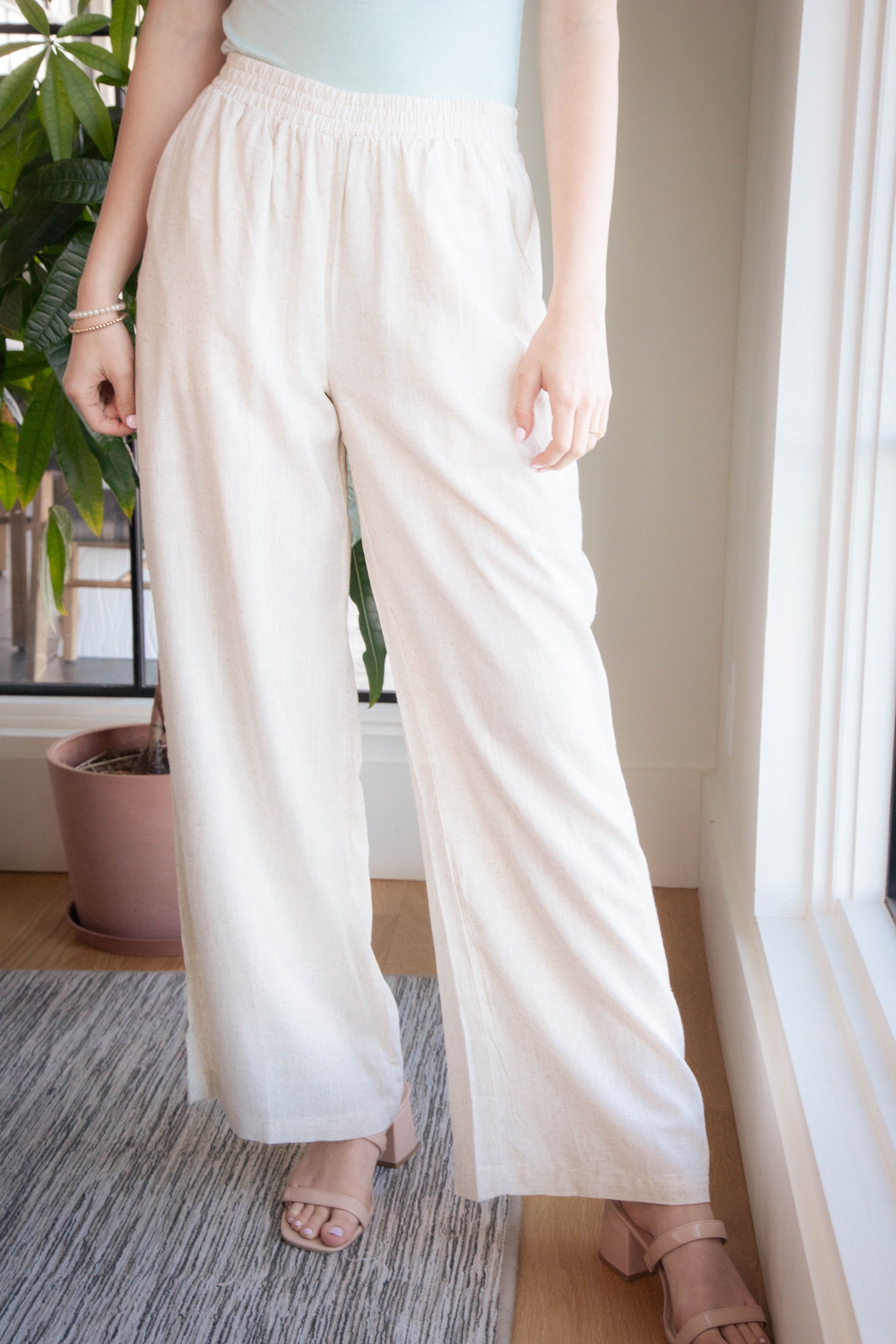  Myra Linen Blend Pants, Oatmeal