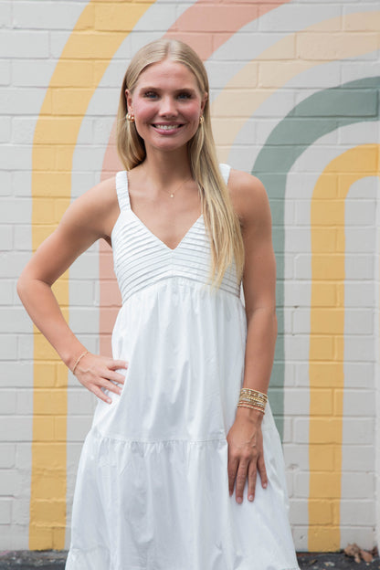  Lena Pintuck Detail Maxi Dress, Off White