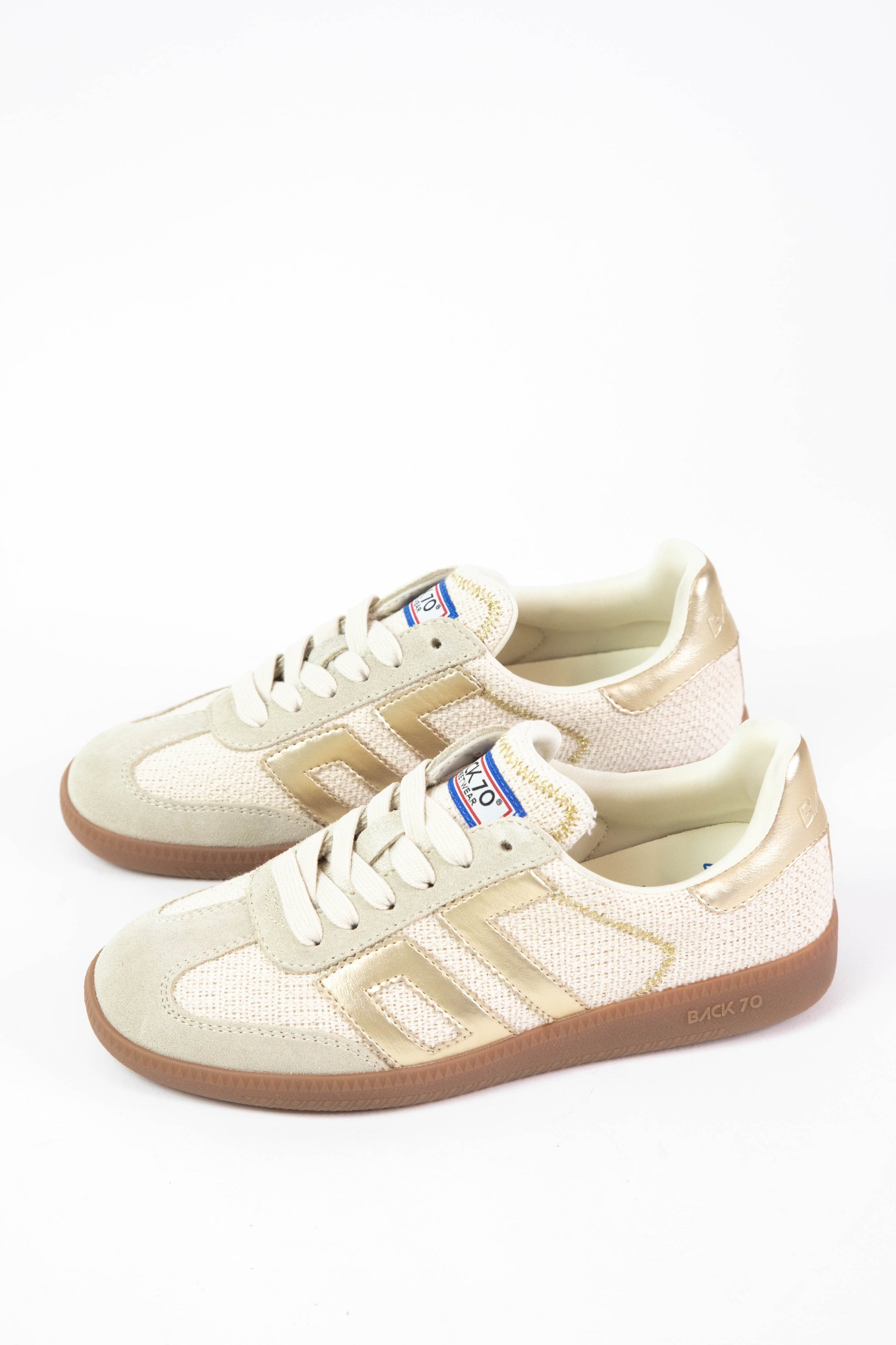  Iuta Retro Woven Sneaker, Gold | Back 70