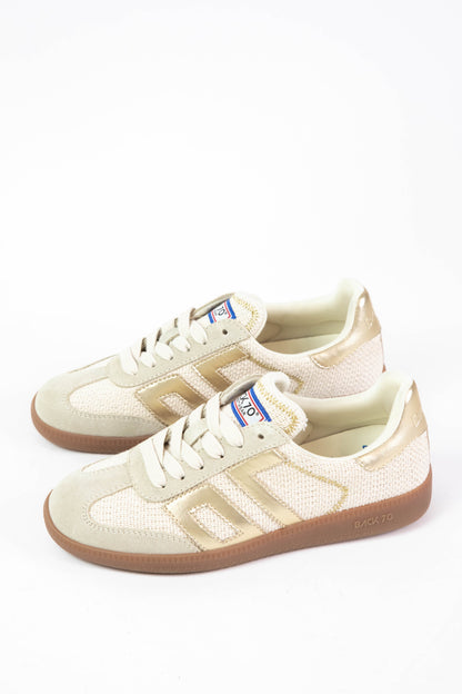 Iuta Retro Woven Sneaker, Gold | Back 70