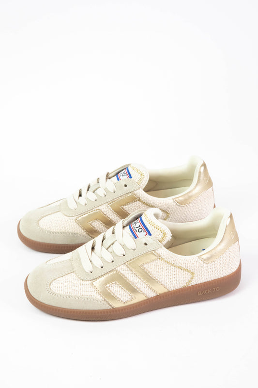  Iuta Retro Woven Sneaker, Gold | Back 70