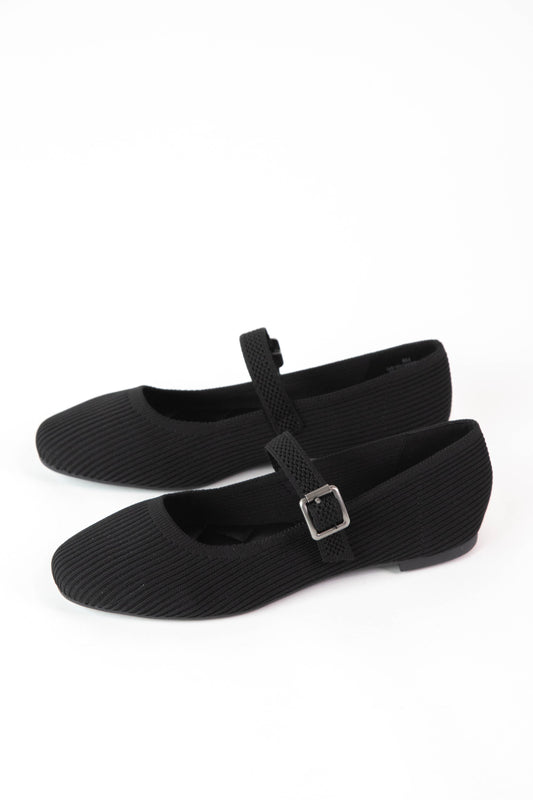  Brita Mary Jane Ballet Flat, Black Knit