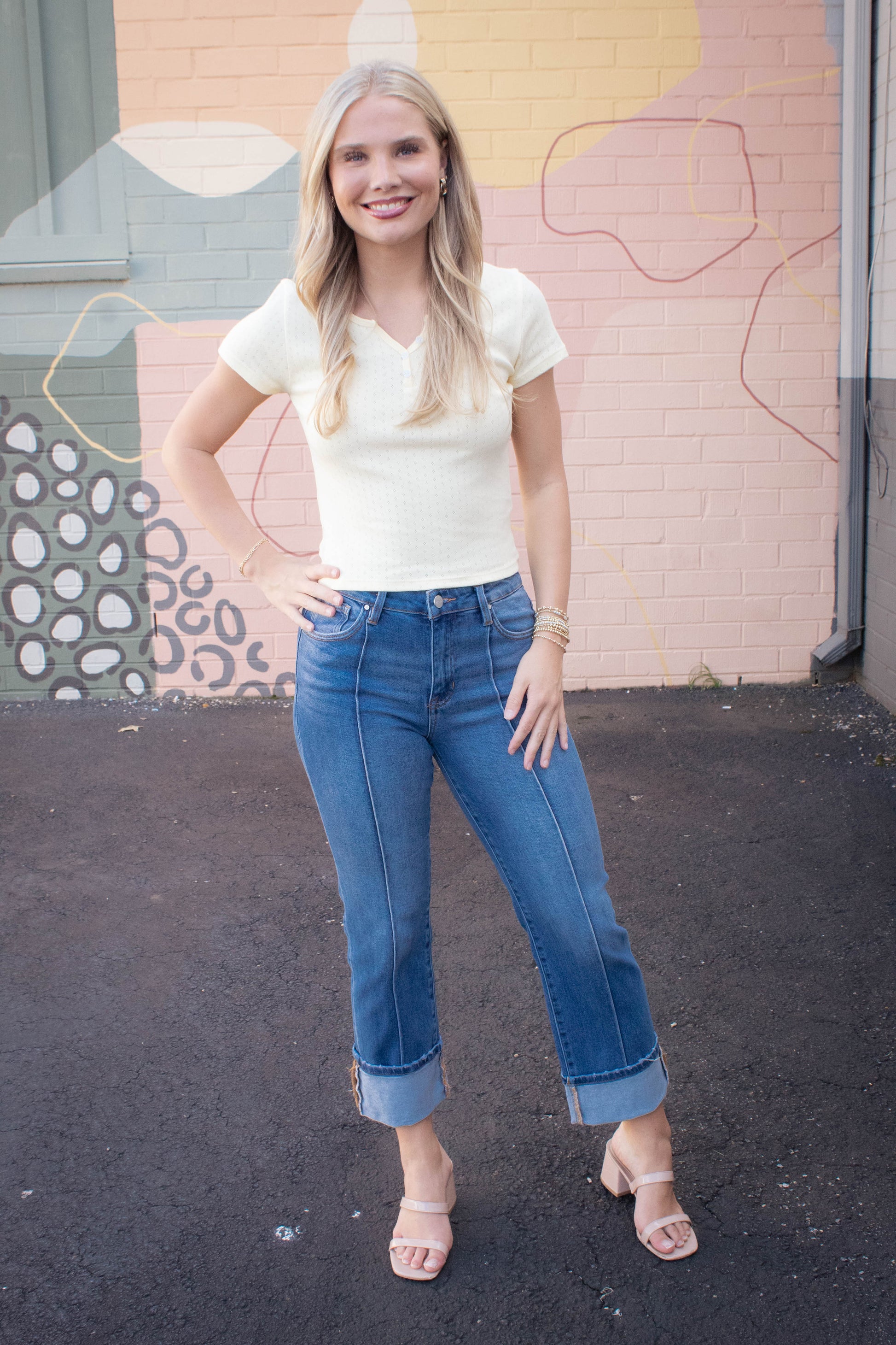  Melba Straight Wide Cuffed Jeans, Medium