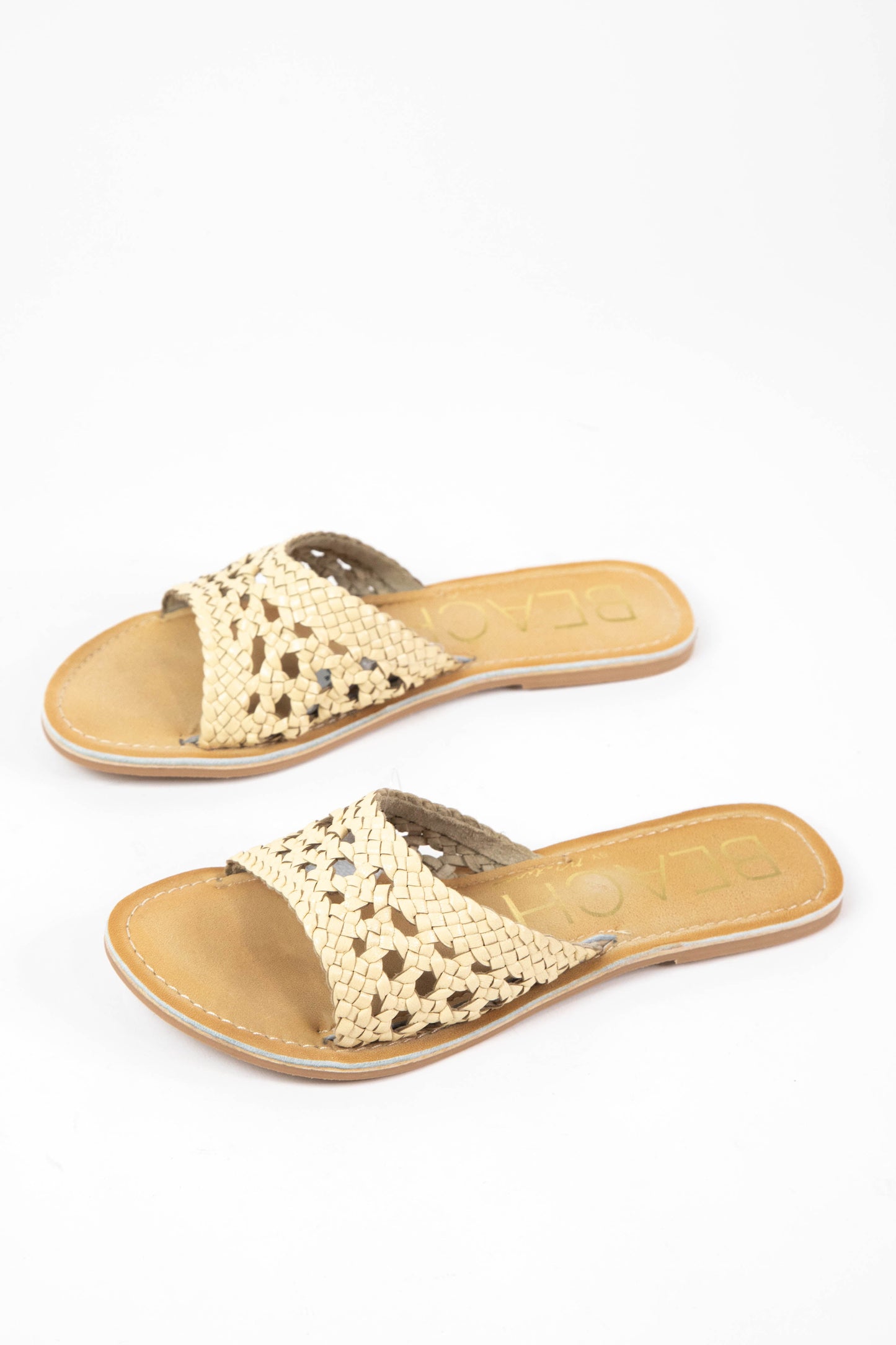  Dorset Leather Weave Slide On Sandal, Ivory | Beach By Matisse
