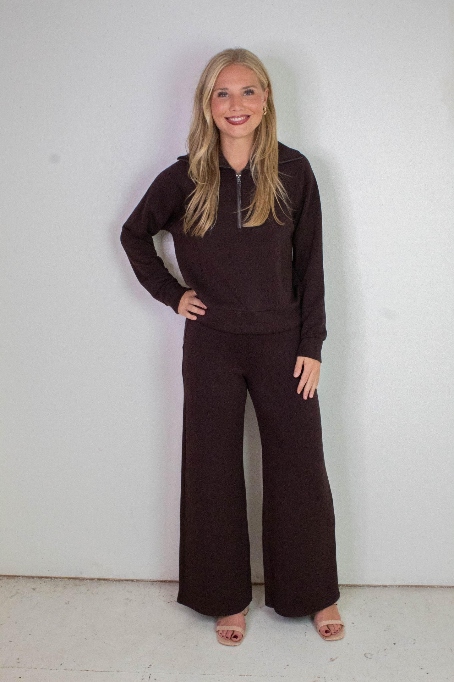  Airessentials Half Zip Sweatshirt, Truffle Brown | SPANX