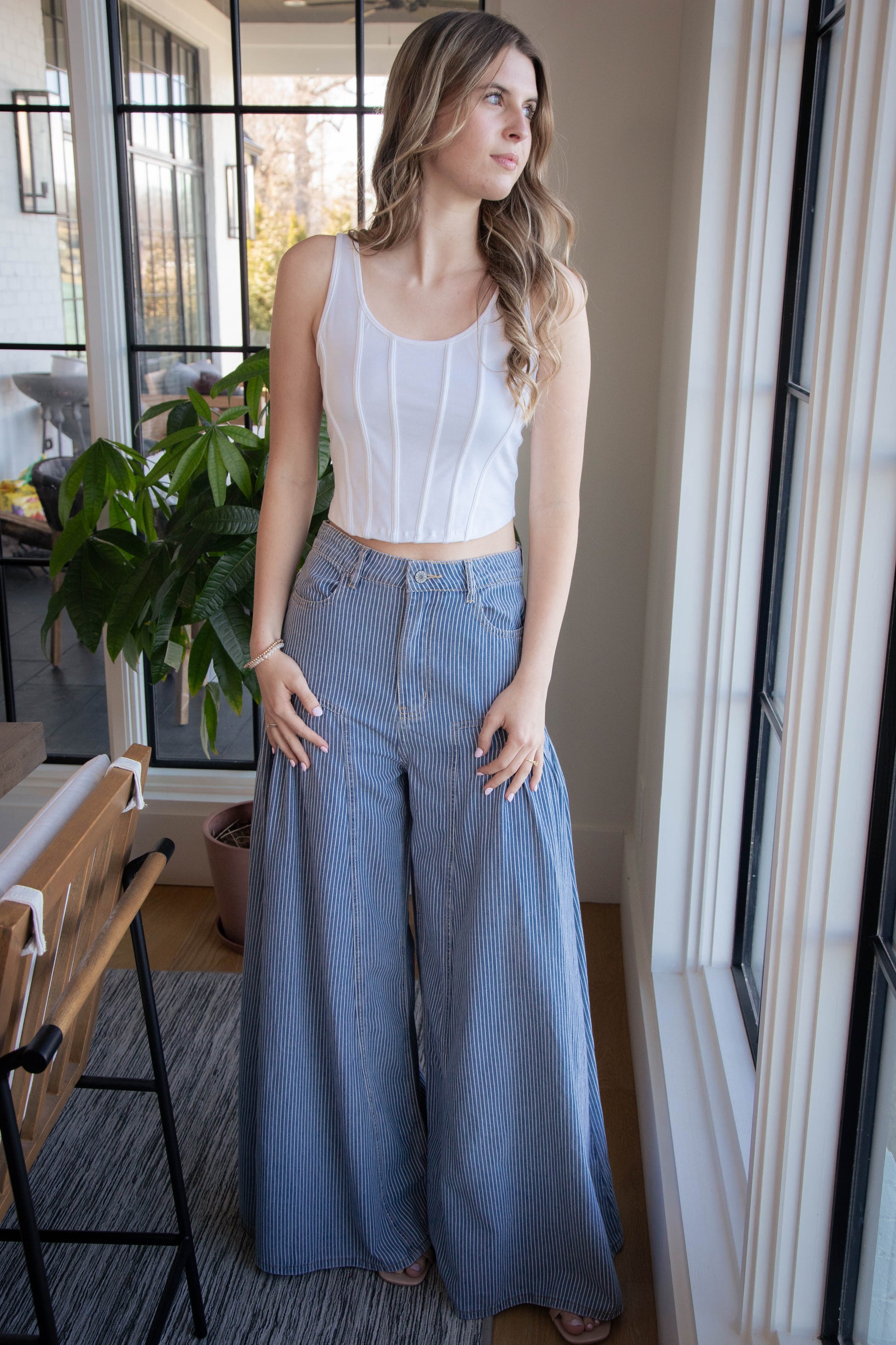  Kaila Line Detail Top, Off White