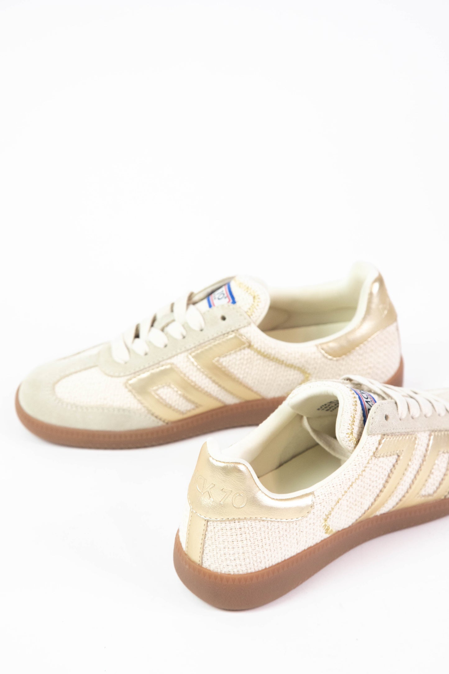  Iuta Retro Woven Sneaker, Gold | Back 70