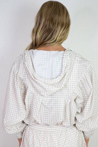  Marin Lightweight Gingham Print Jacket, Beige Gingham