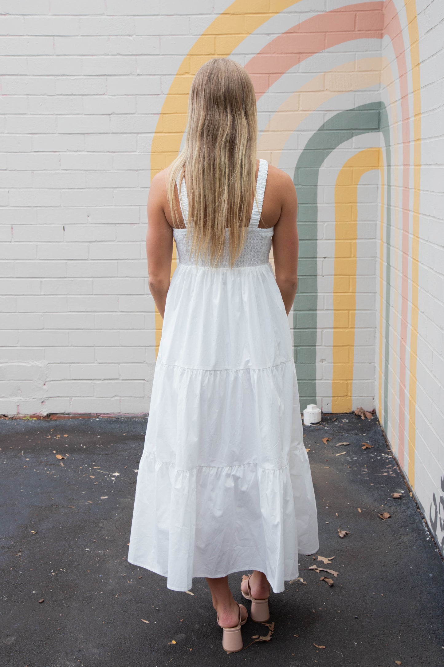  Lena Pintuck Detail Maxi Dress, Off White