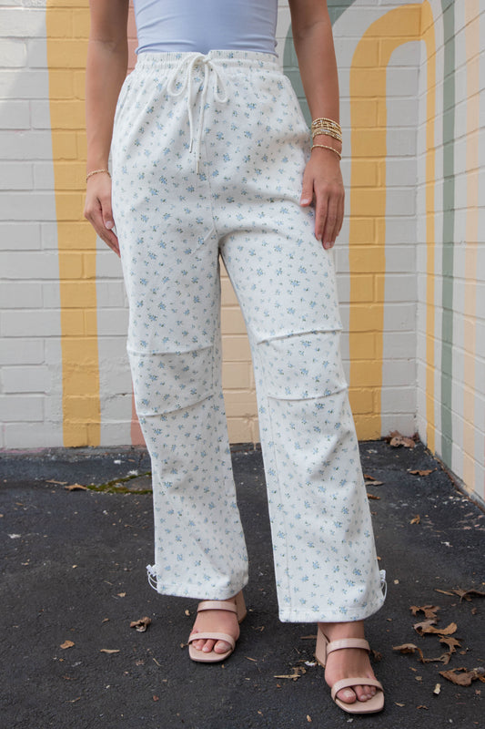  Dakota Floral Cotton Parachute Pants, White