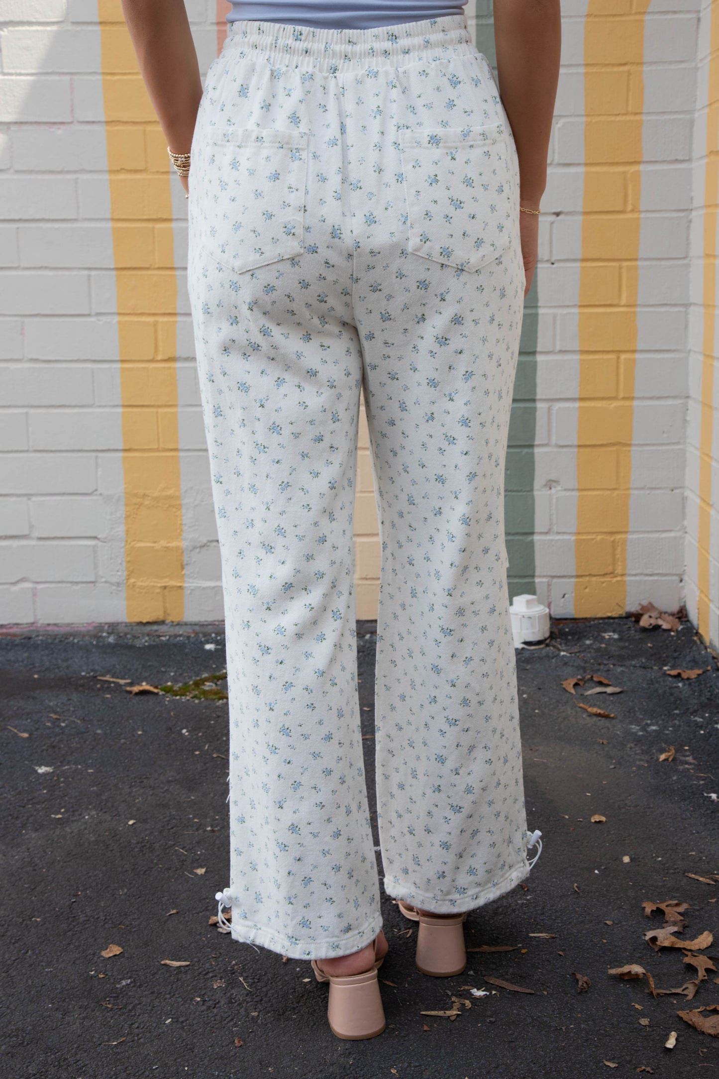  Dakota Floral Cotton Parachute Pants, White