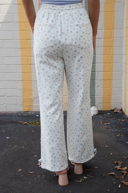  Dakota Floral Cotton Parachute Pants, White