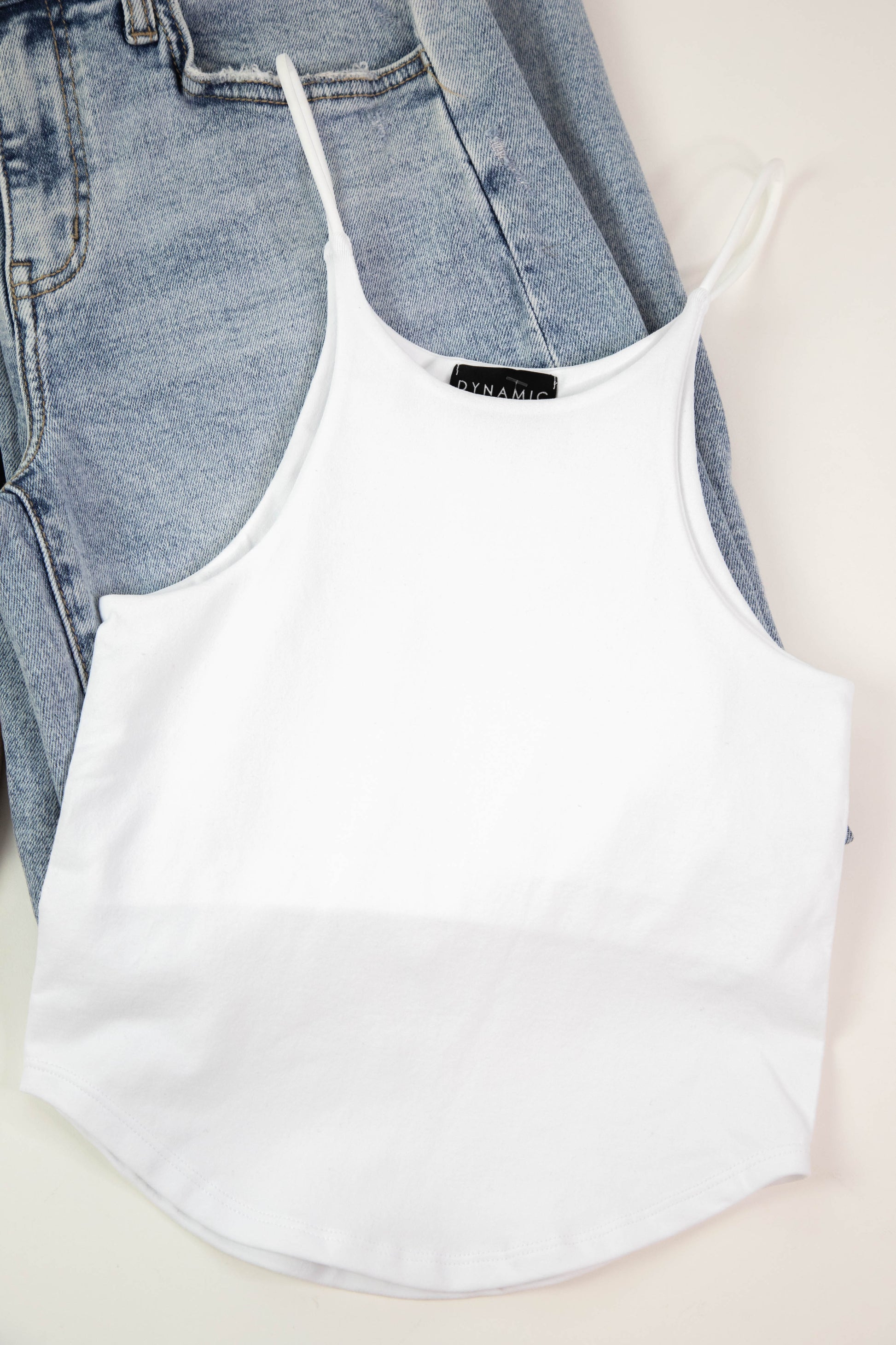  Shiloh Round Hem Racer Cami, White