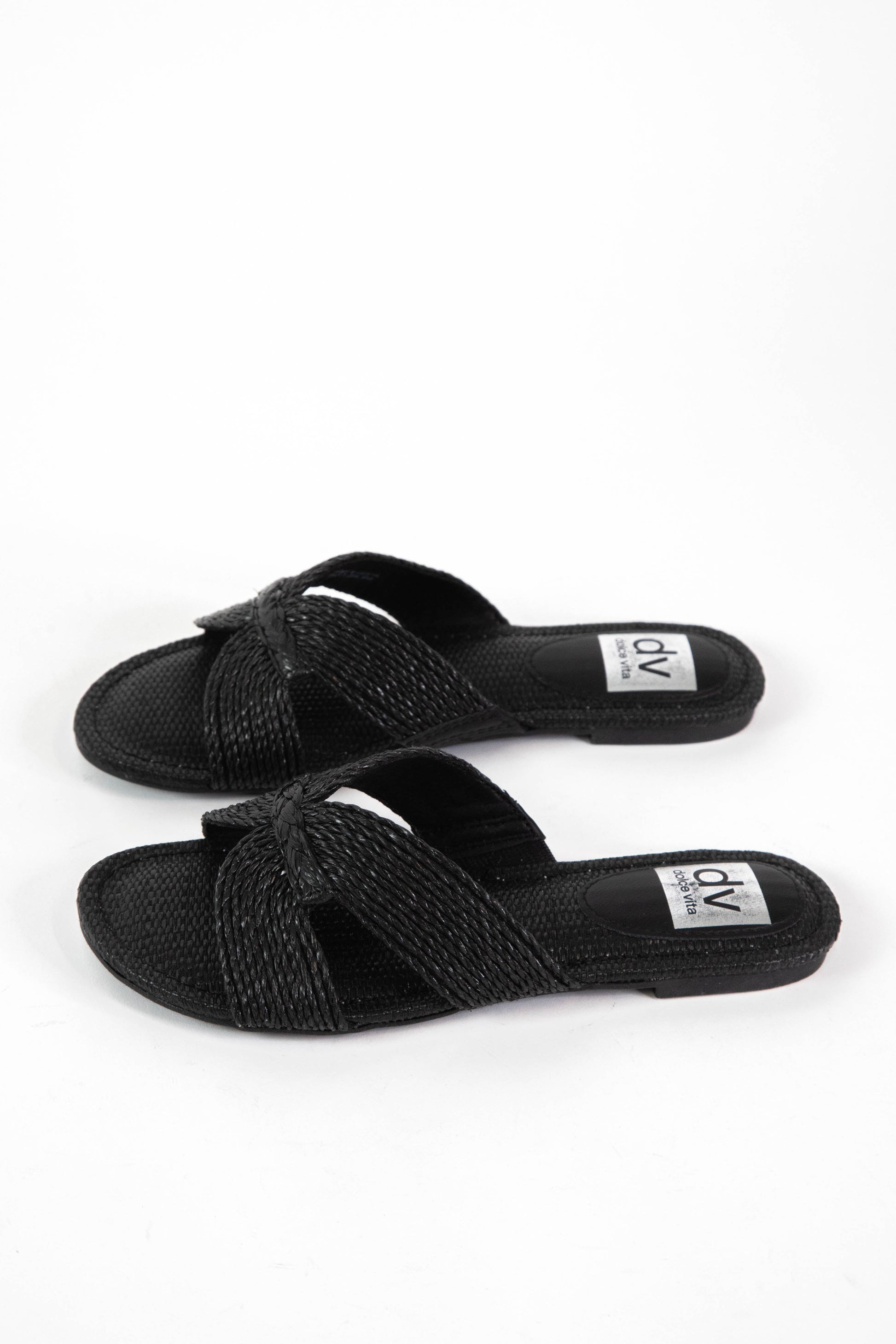  Geeya Flat Slide Sandal, Black Raffia | DV By Dolce Vita