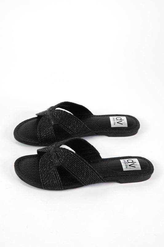  Geeya Flat Slide Sandal, Black Raffia | DV By Dolce Vita